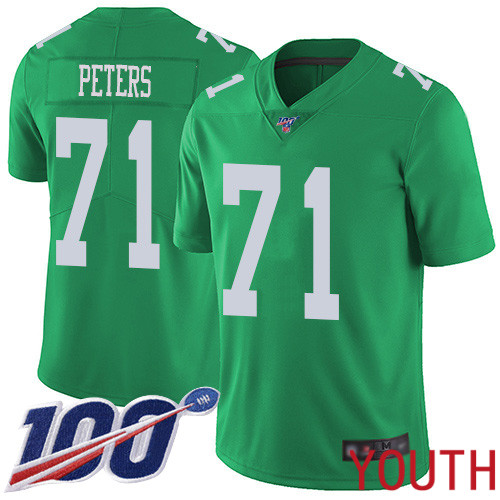 Youth Philadelphia Eagles #71 Jason Peters Limited Green Rush Vapor Untouchable NFL Jersey 100th Season->youth nfl jersey->Youth Jersey